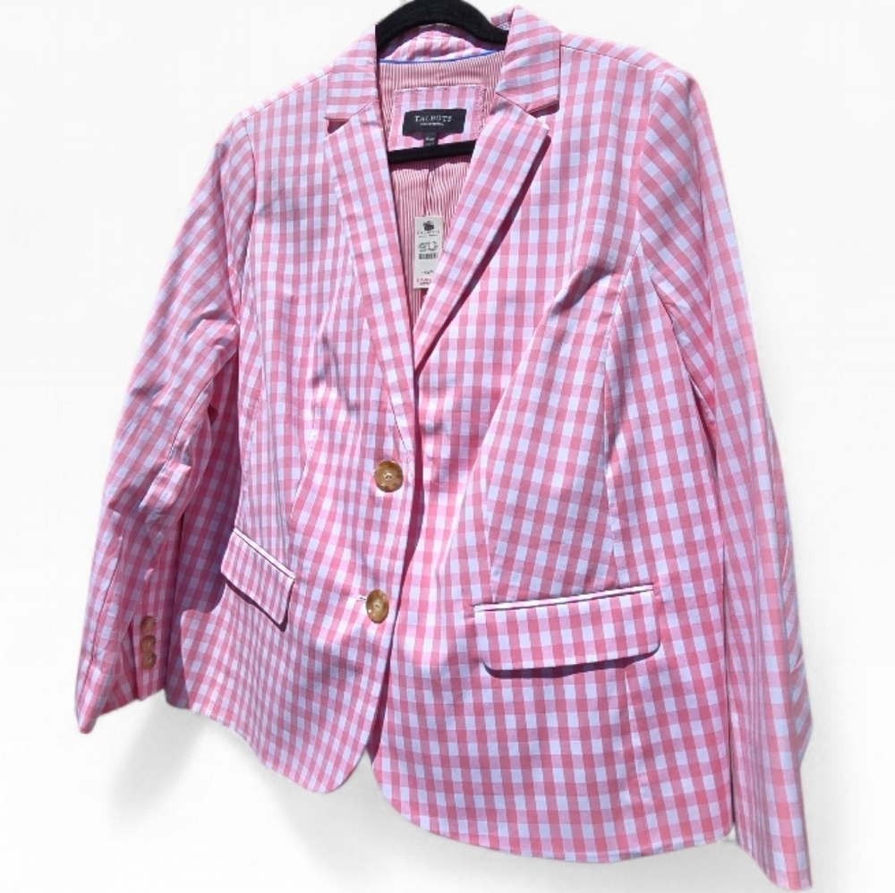 Womens Talbots Pink Gingham Check Blazer